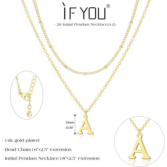 Elegant 14K Gold Plated Initial Necklace for Women – Personalized A-Z Pendant - Picture 3 of 6
